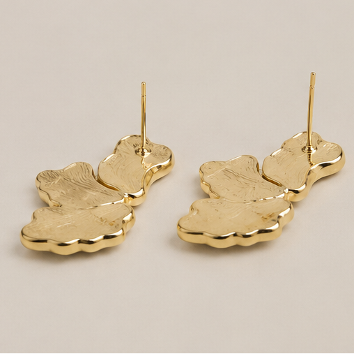 ISADORA – Pendientes Florales Esculpidos Dorados