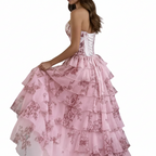 Rosa di Venezia – Corsé Florido con Falda en Capas