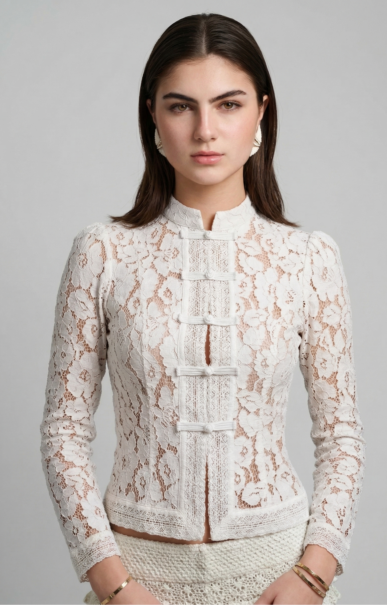 INTRECCIO - Blusa de Encaje