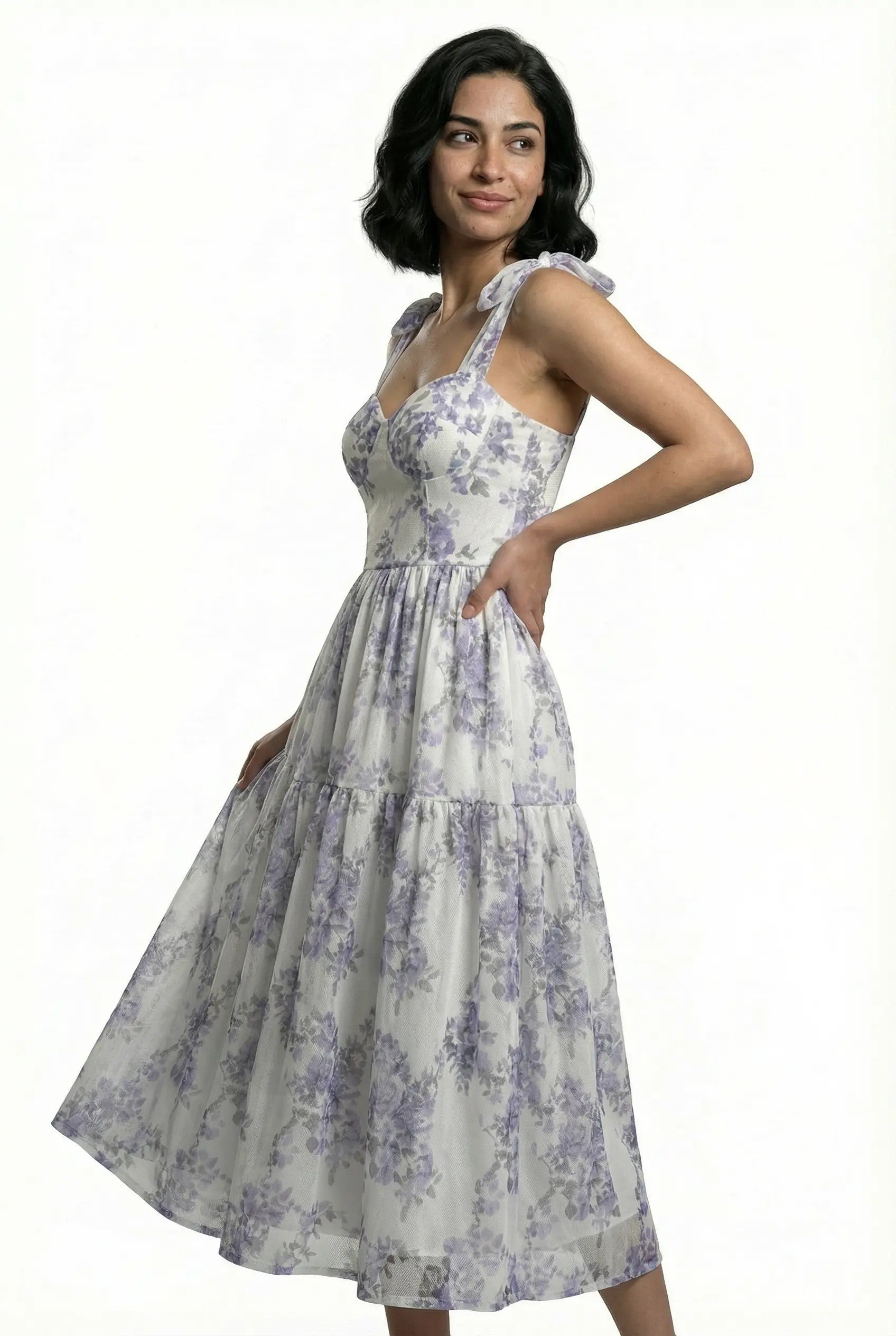 Fiori di Mare - Vestido Floral Azul y Blanco