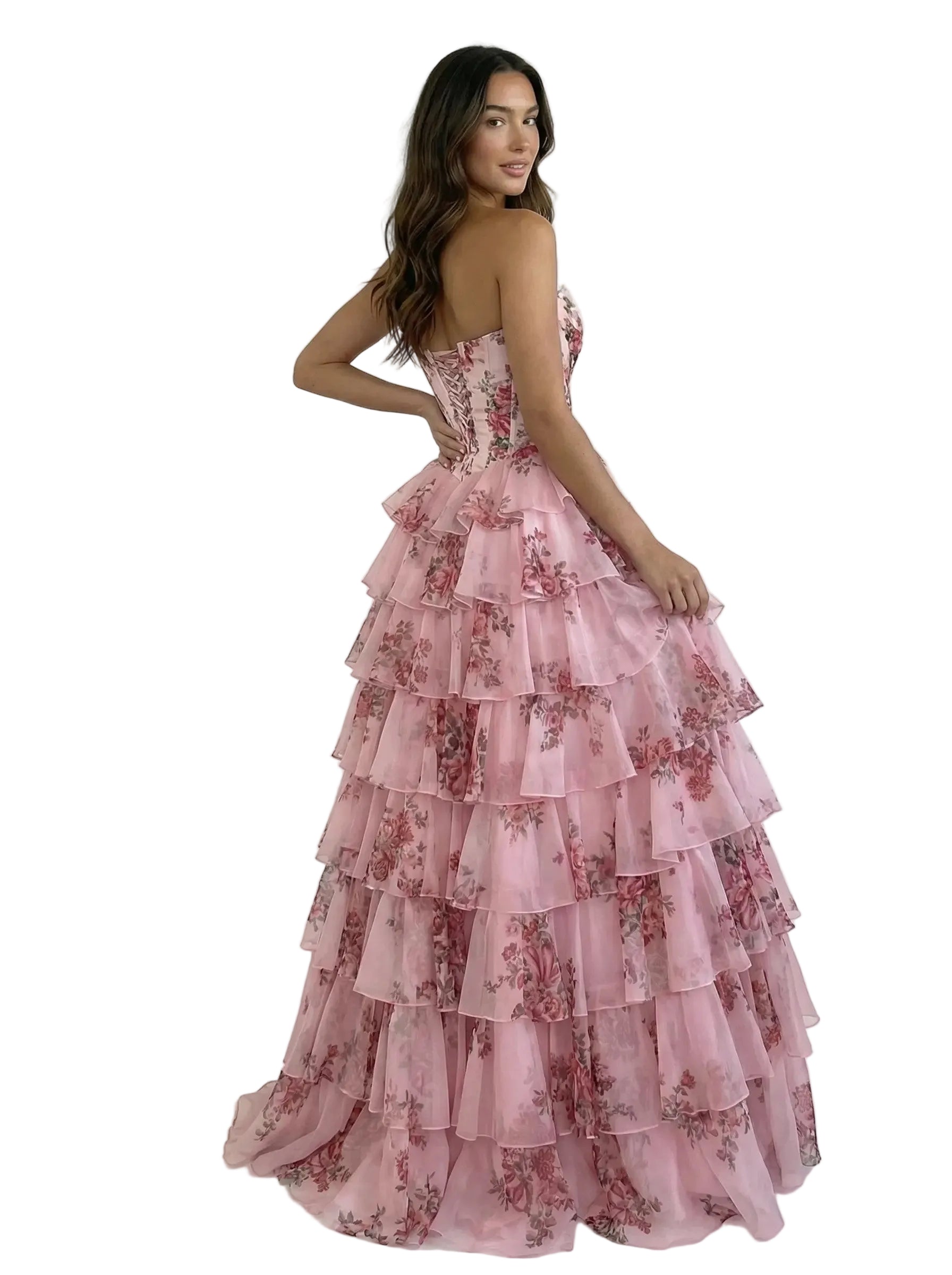 Rosa di Venezia – Corsé Florido con Falda en Capas