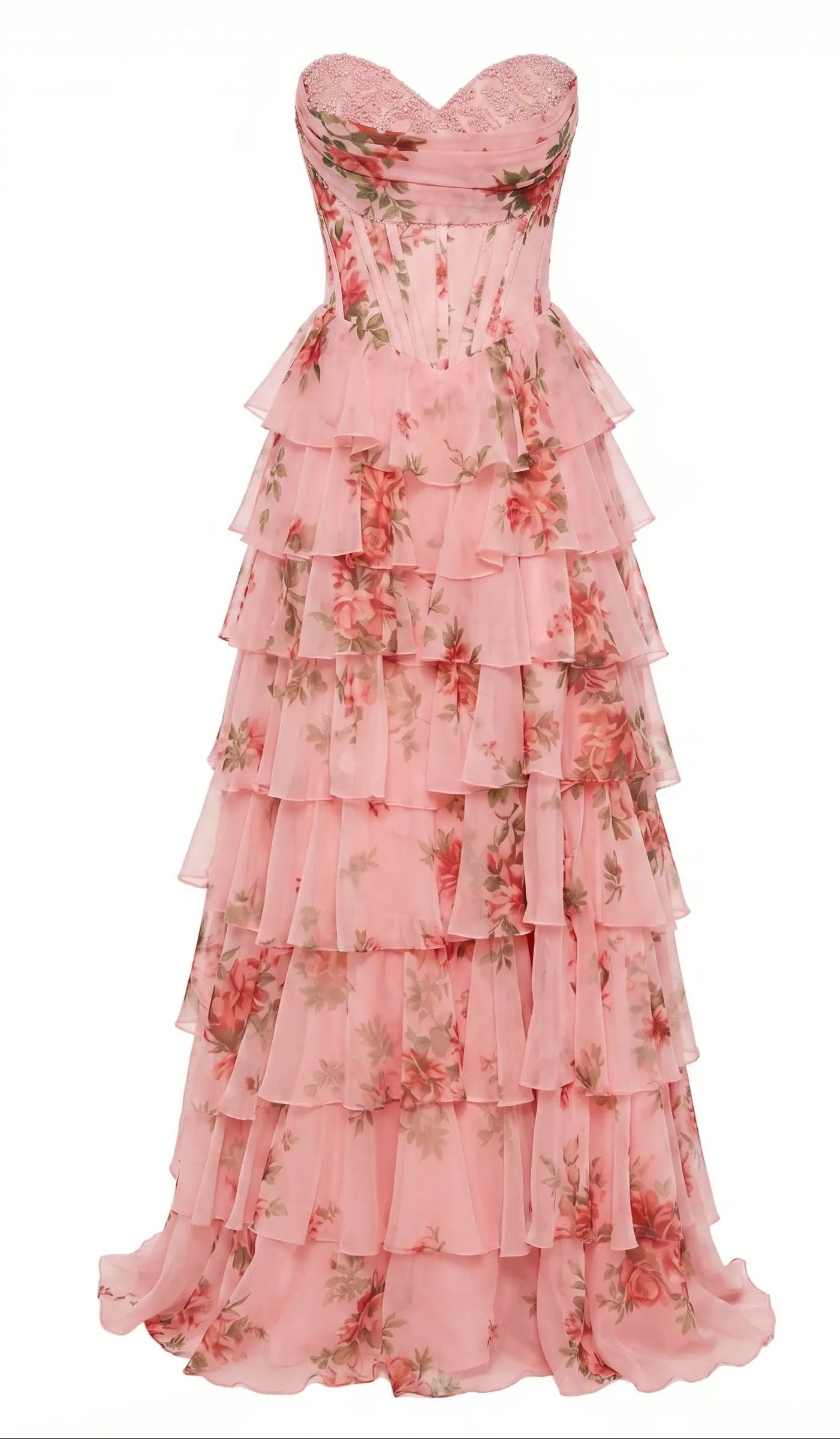 Rosa di Venezia – Corsé Florido con Falda en Capas