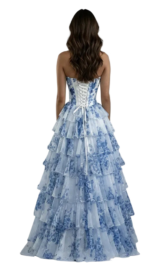 Rosa di Venezia – Corsé Florido con Falda en Capas