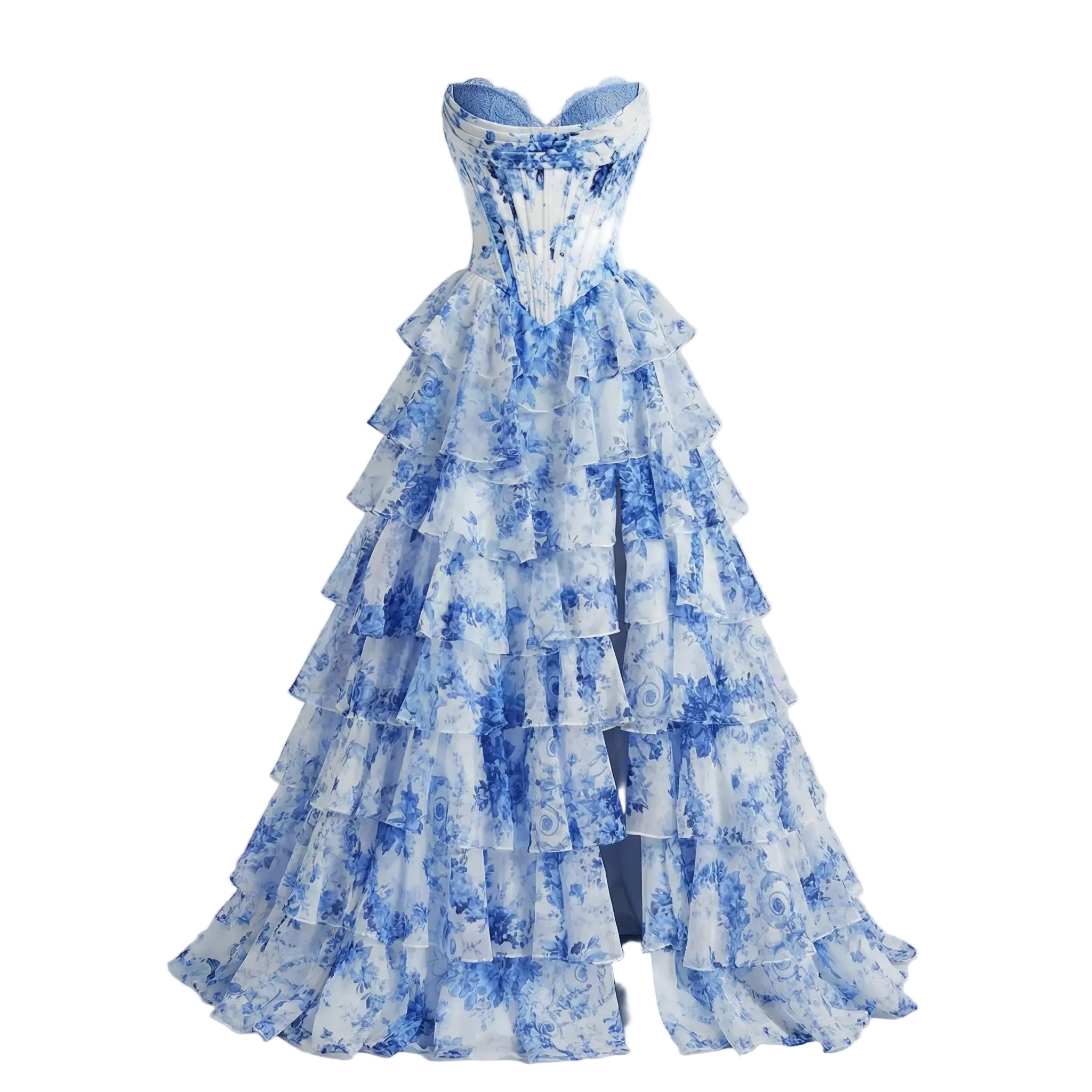 Rosa di Venezia – Corsé Florido con Falda en Capas