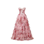 Rosa di Venezia – Corsé Florido con Falda en Capas