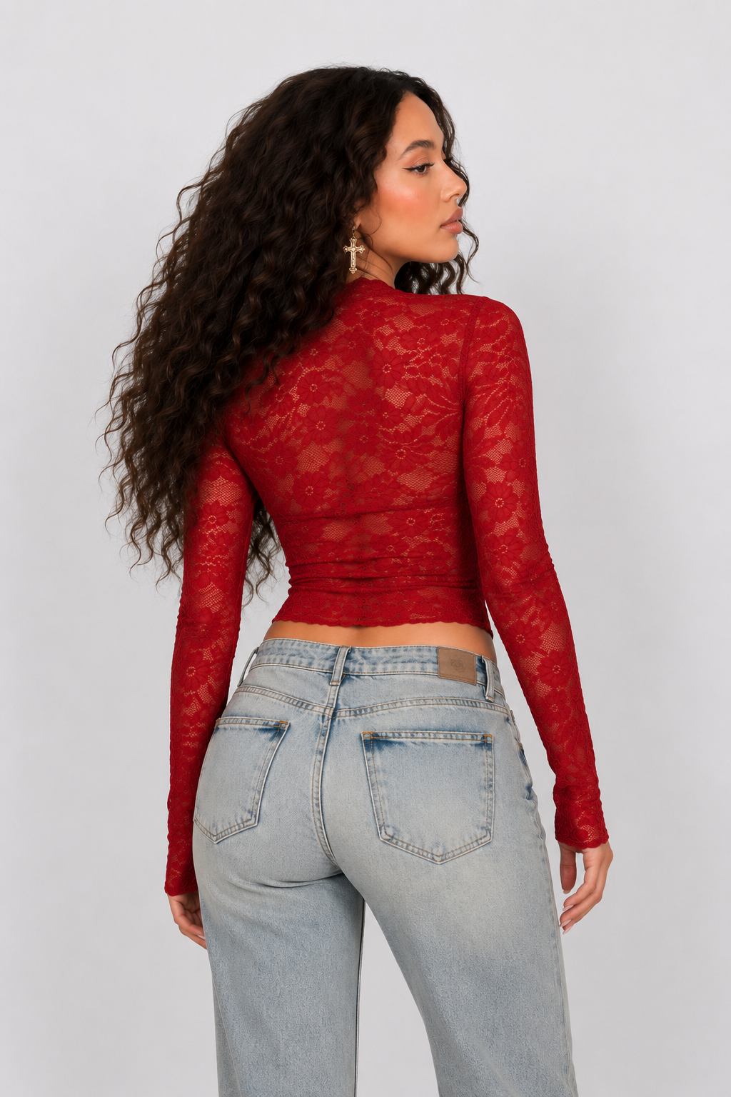 TATIANA - Top de Encaje Manga Larga