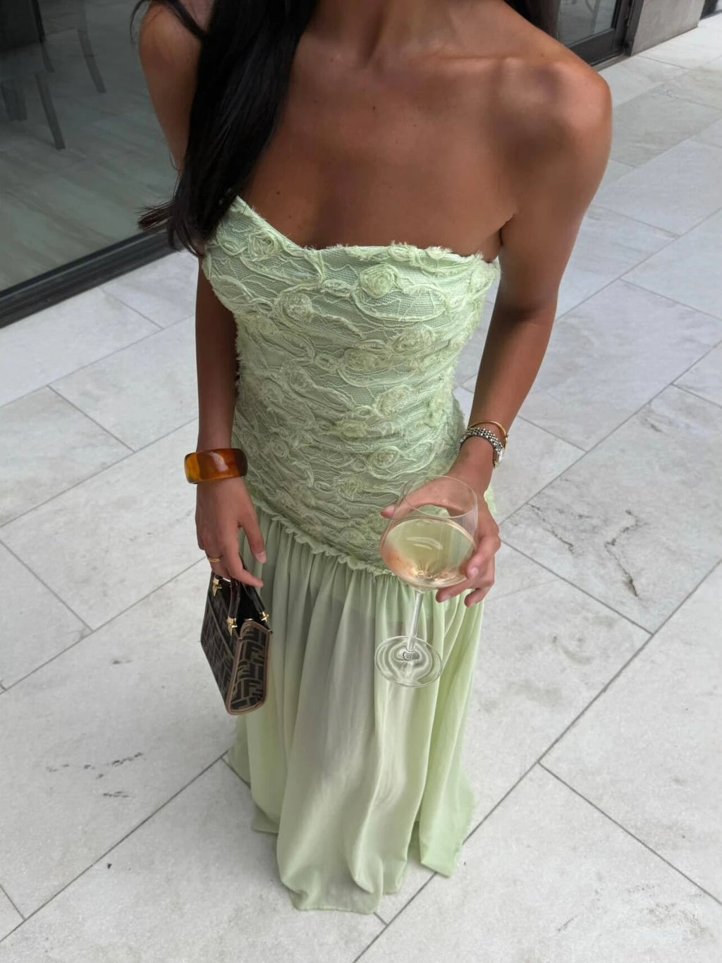 VESTIDO JACQUARD VERDE MENTA VERANIEGO