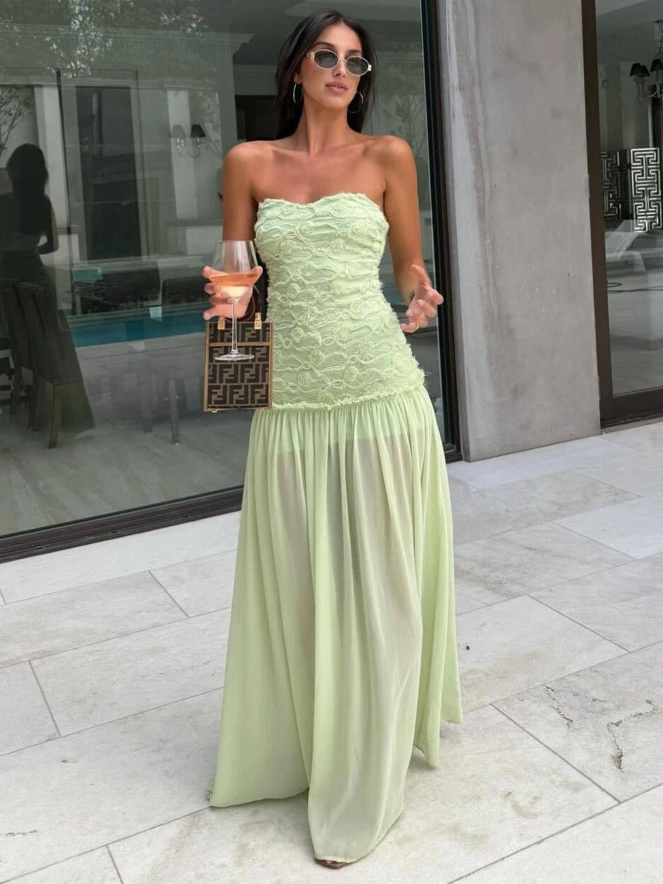 VESTIDO JACQUARD VERDE MENTA VERANIEGO